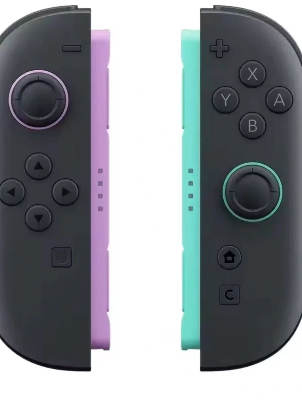Wireless Joy-Con Style Game Controllers in Black with Purple & Teal Accents